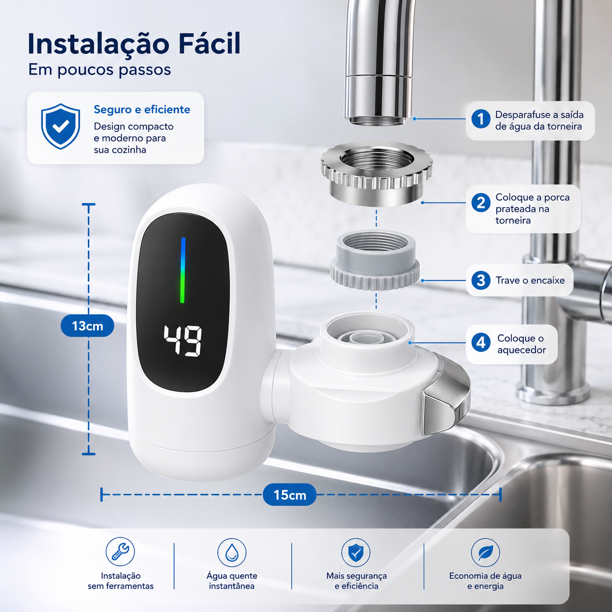 AquaLux Digital — Aquecedor Instantâneo Premium — Imagem 5